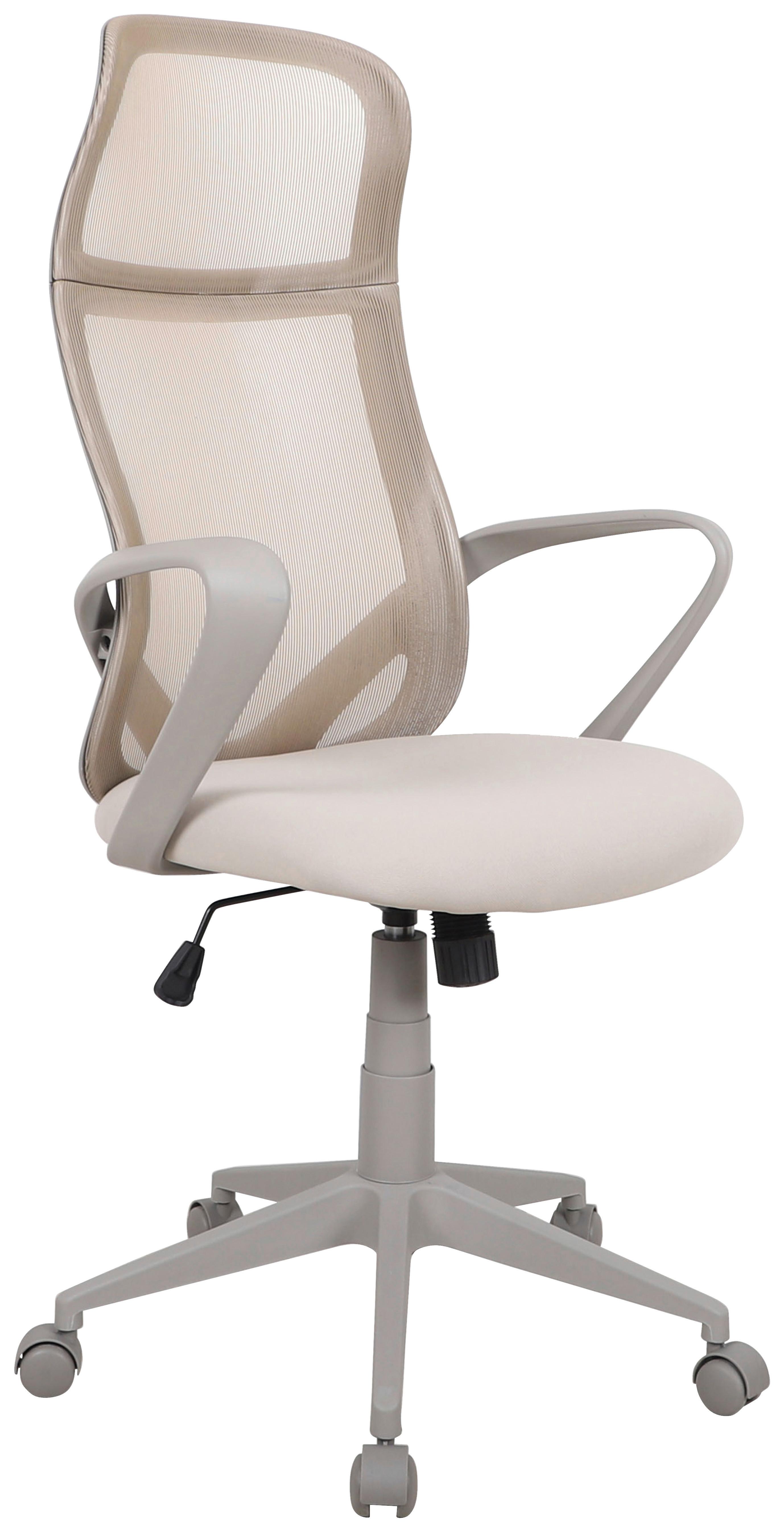 Drehstuhl Patricia mit Armstützen Beige/Grau - Beige/Grau, MODERN, Kunststoff/Textil (63/115-125/61cm) - MID.YOU