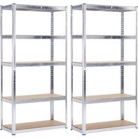 Schwerlastregal Paul 2-teiliges Set - Silberfarben/Naturfarben, Trend, Holzwerkstoff/Metall (90/40/180cm) - Homezone