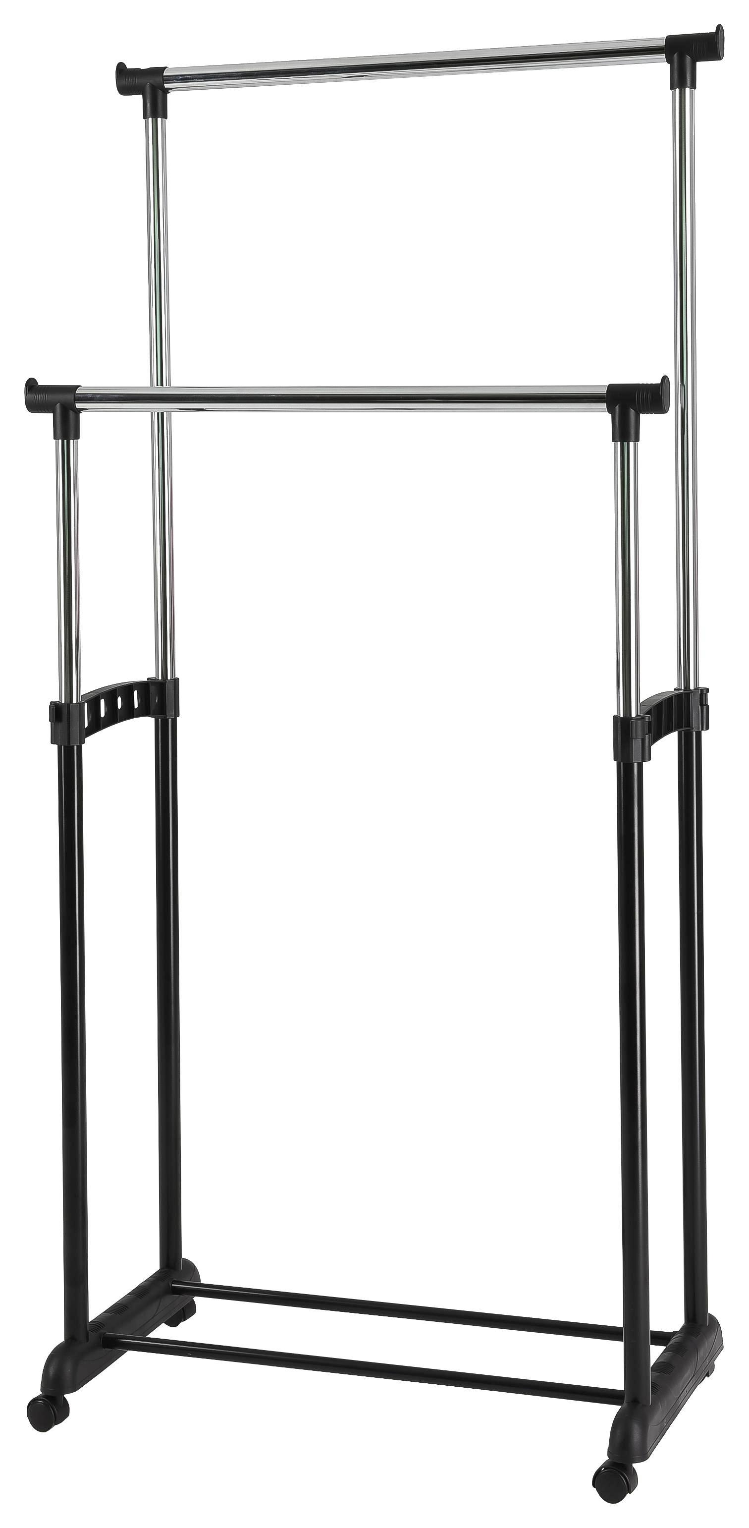 Ruhaállvány Naomi 1 - Króm/Fekete, modern, Műanyag/Fém (84/100-180/43cm)