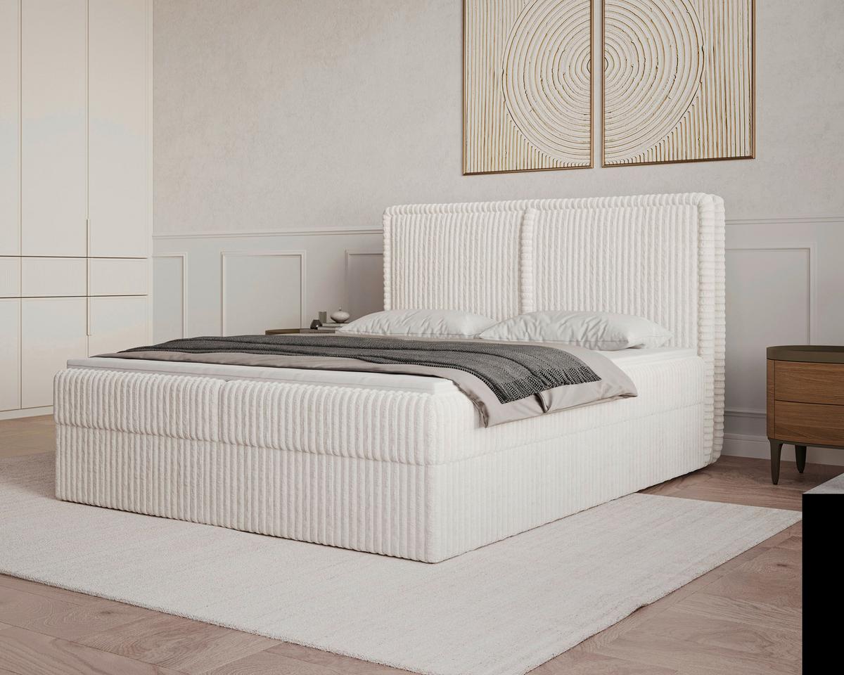 Boxbett Barcelona LF: 180x200 Beige - Beige/Schwarz, MODERN, Holz/Kunststoff (180/200cm) - Livetastic