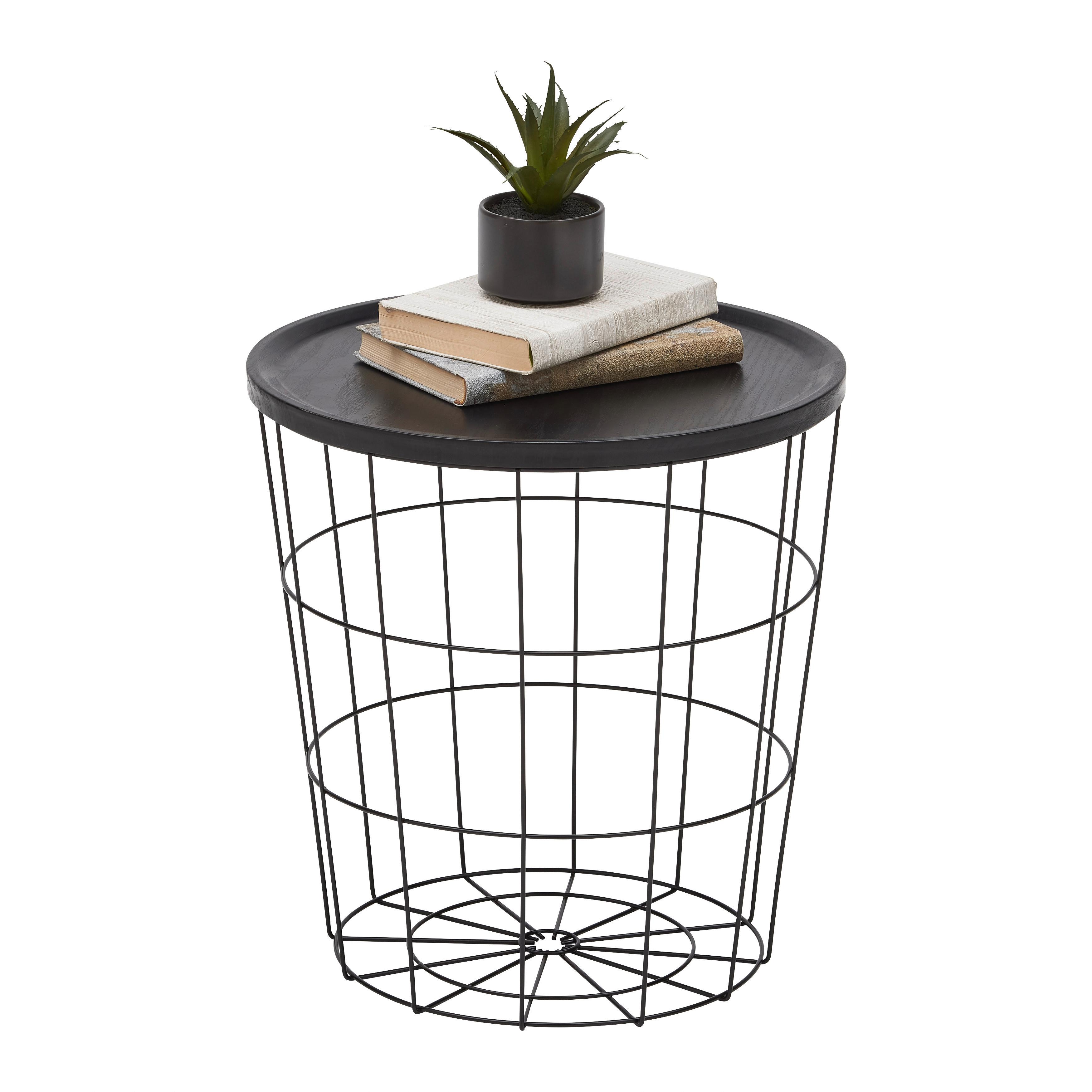 Odkládací stolek Havanna P: 38cm - černá, Moderní, kov/kompozitní dřevo (38/40cm) - Mömax