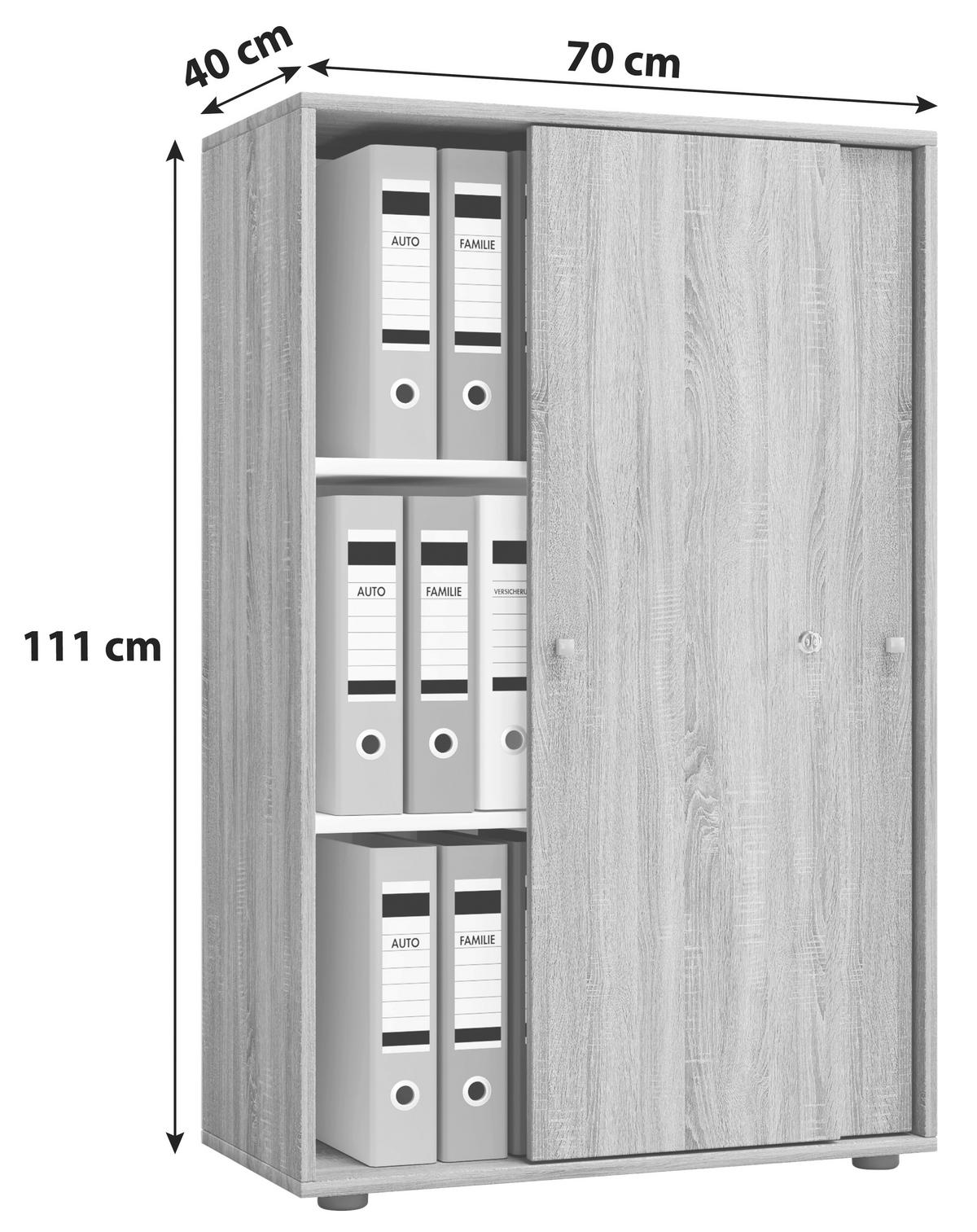 Aktenschrank versperrbar Lona XL Grau B: 70 cm - Grau, Basics, Holzwerkstoff (70/111/37cm) - MID.YOU