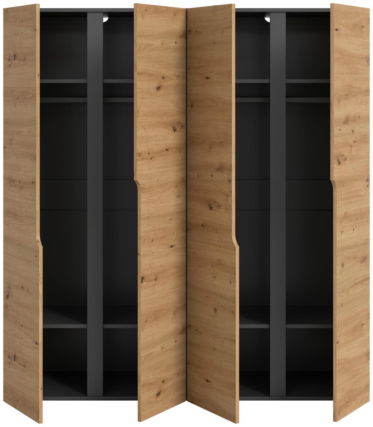 Drehtürenschrank Anga Anthr. /Eiche Artisan Dekor B: 160cm - Anthrazit/Eiche Artisan, MODERN, Holzwerkstoff (160/180/51cm) - MID.YOU