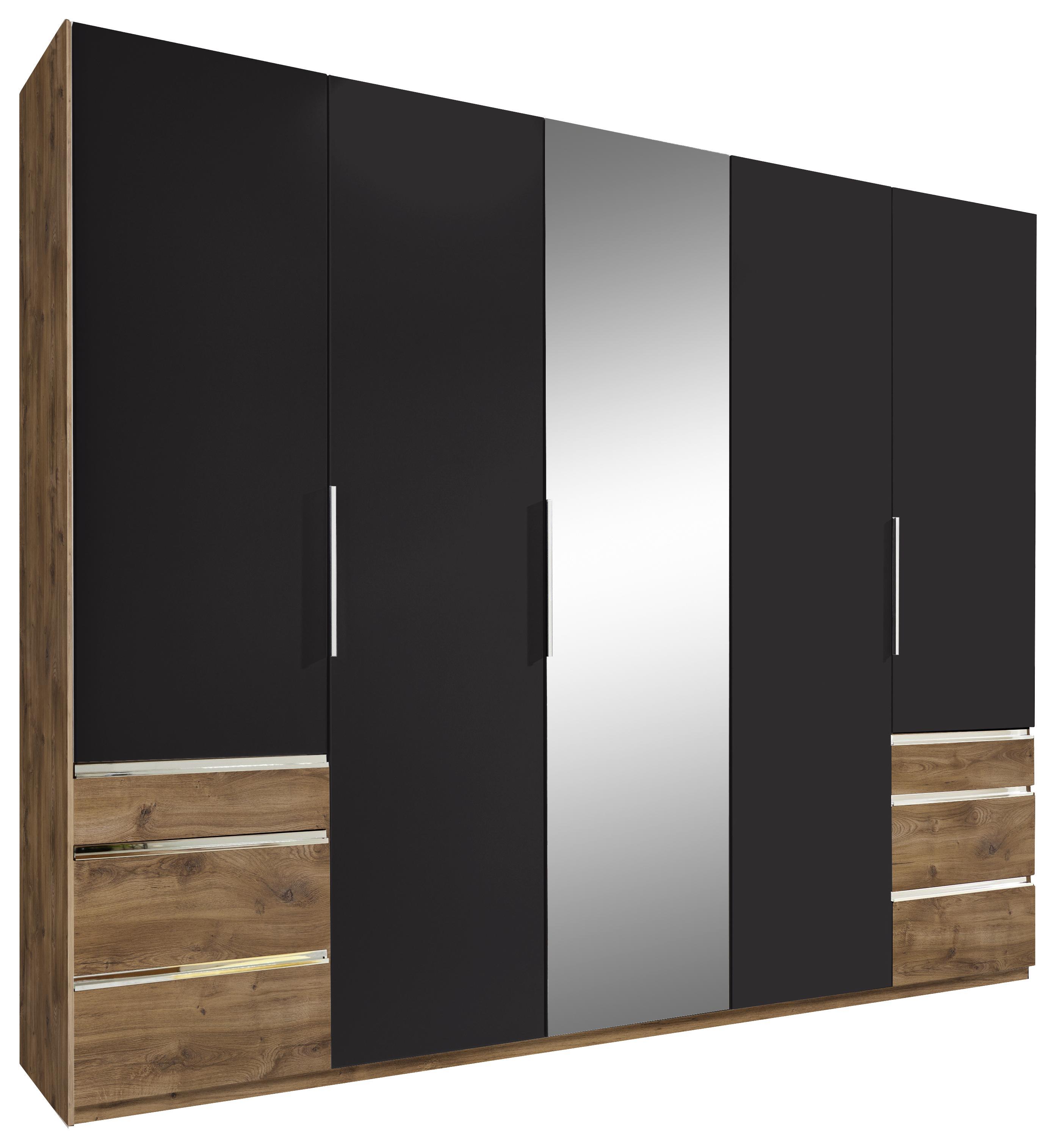 Drehtürenschrank Level 36a B:250cm Graphit/ Eiche Dekor - Eichefarben/Graphitfarben, MODERN, Glas/Holzwerkstoff (250/216/58cm)