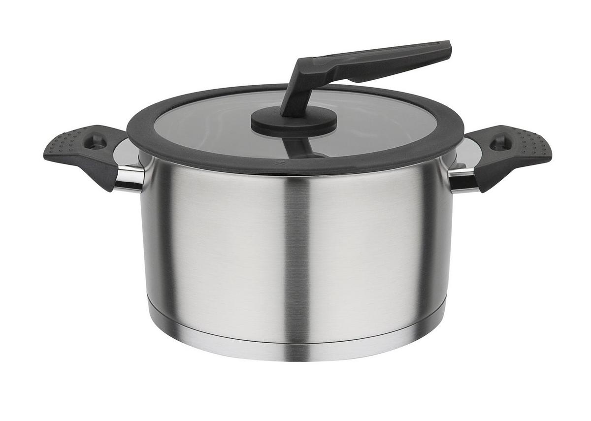 Kochtopfset Edelstahlfarben - Klar/Edelstahlfarben, Basics, Glas/Metall - GSW