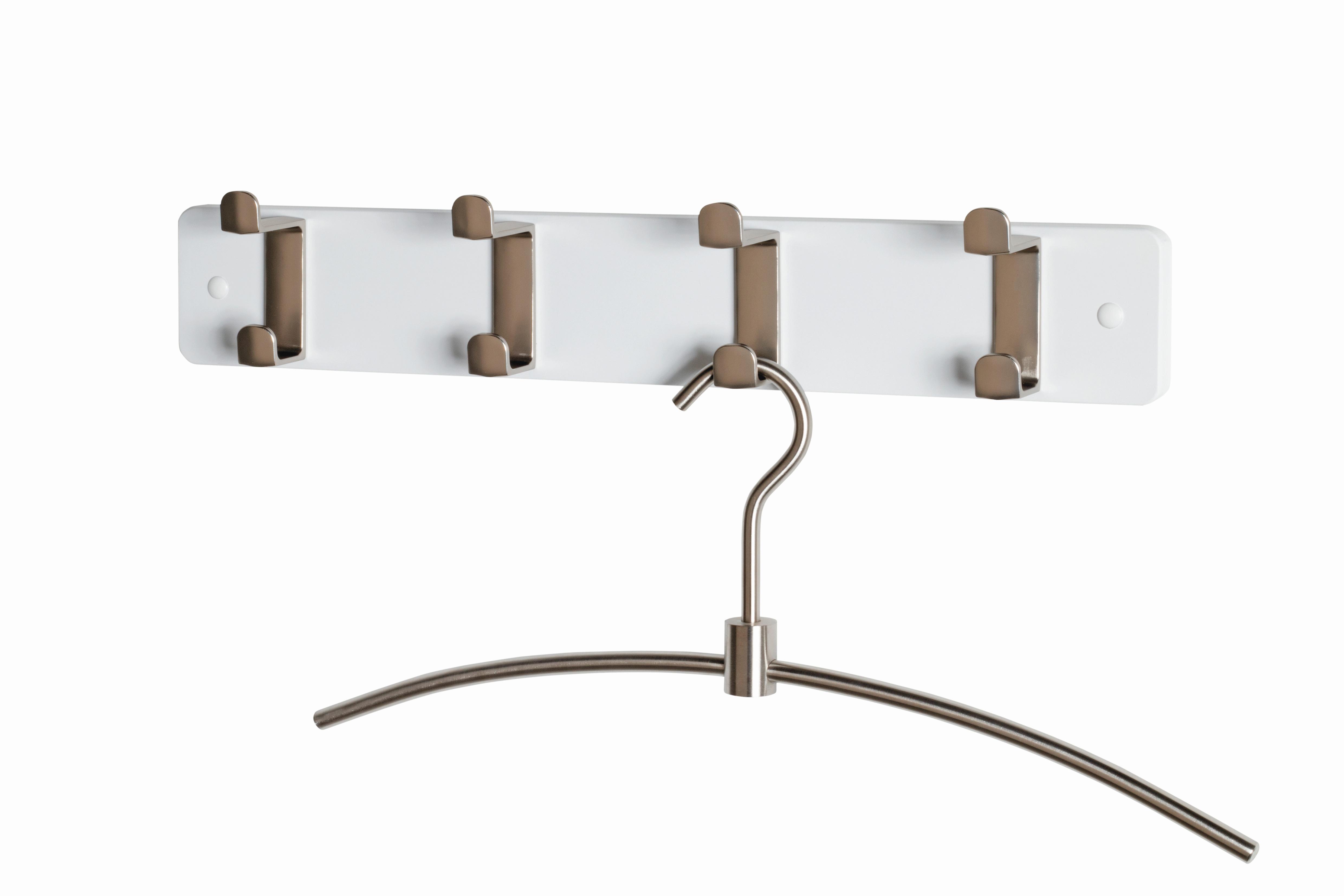 Lišta s háčikmi Freddy 4, biela - biela/farba ušľachtilej ocele, Konventionell, kov/kompozitné drevo (45/7/6cm) - Mömax