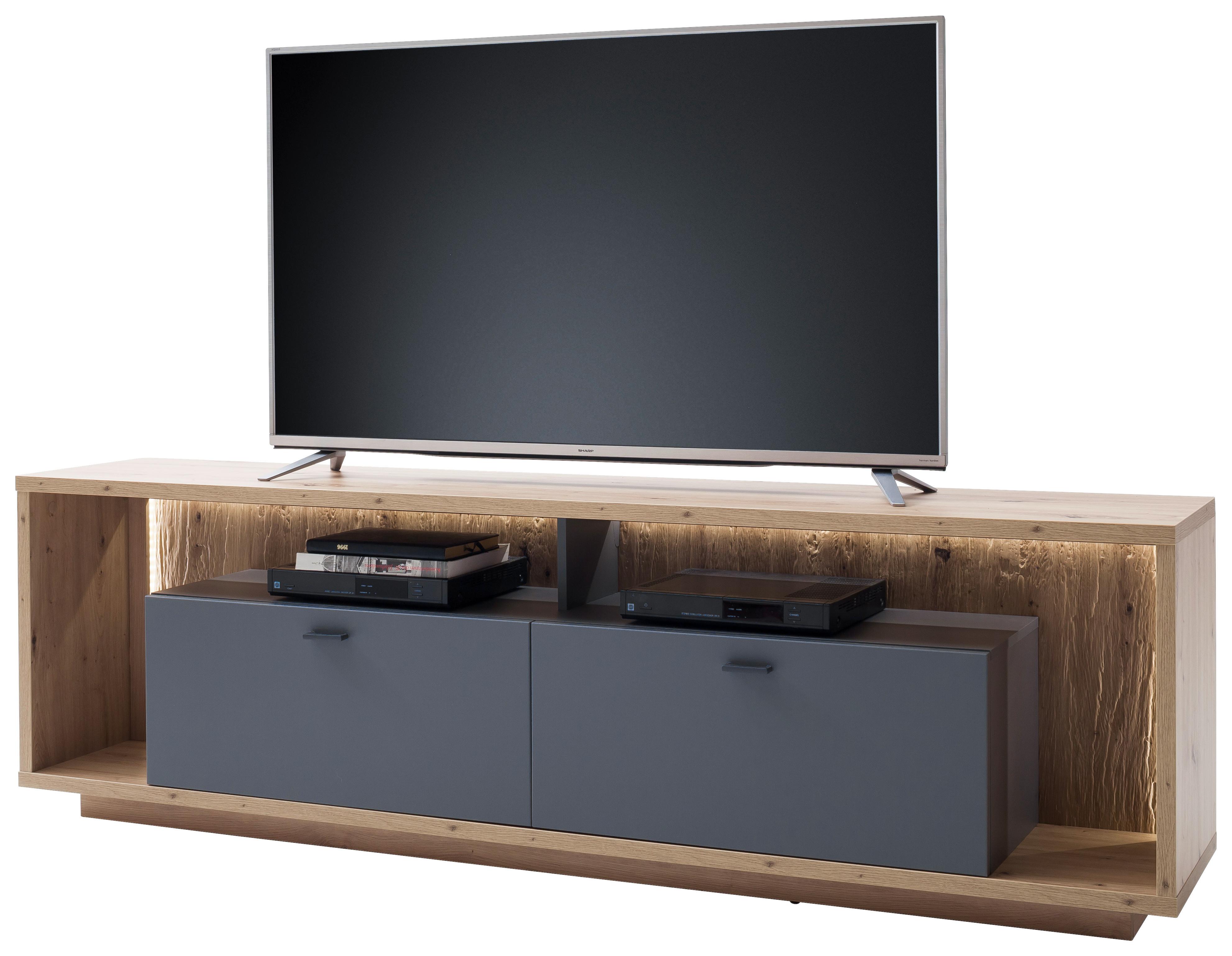 TV-Element Lizzano B: 205 cm Grau/Eiche Dekor - Eichefarben/Grau, Design, Holzwerkstoff (205/63/40cm) - MID.YOU