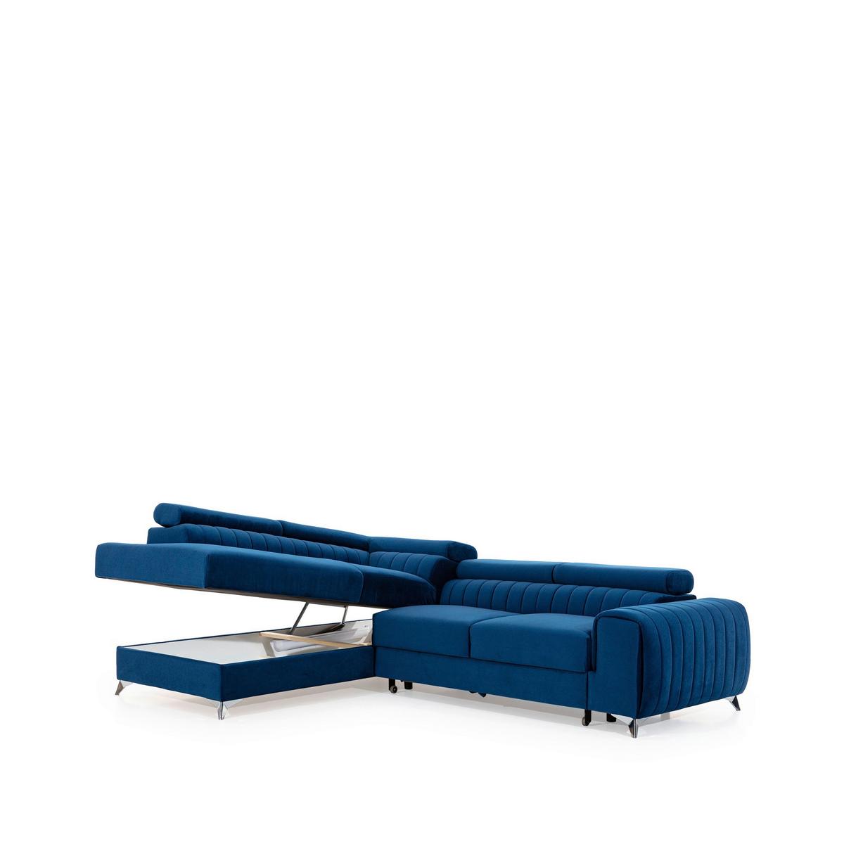 Ecksofa Laurence Blau S: 205x278 cm - Blau/Silberfarben, Design, Textil (205/278cm) - MID.YOU