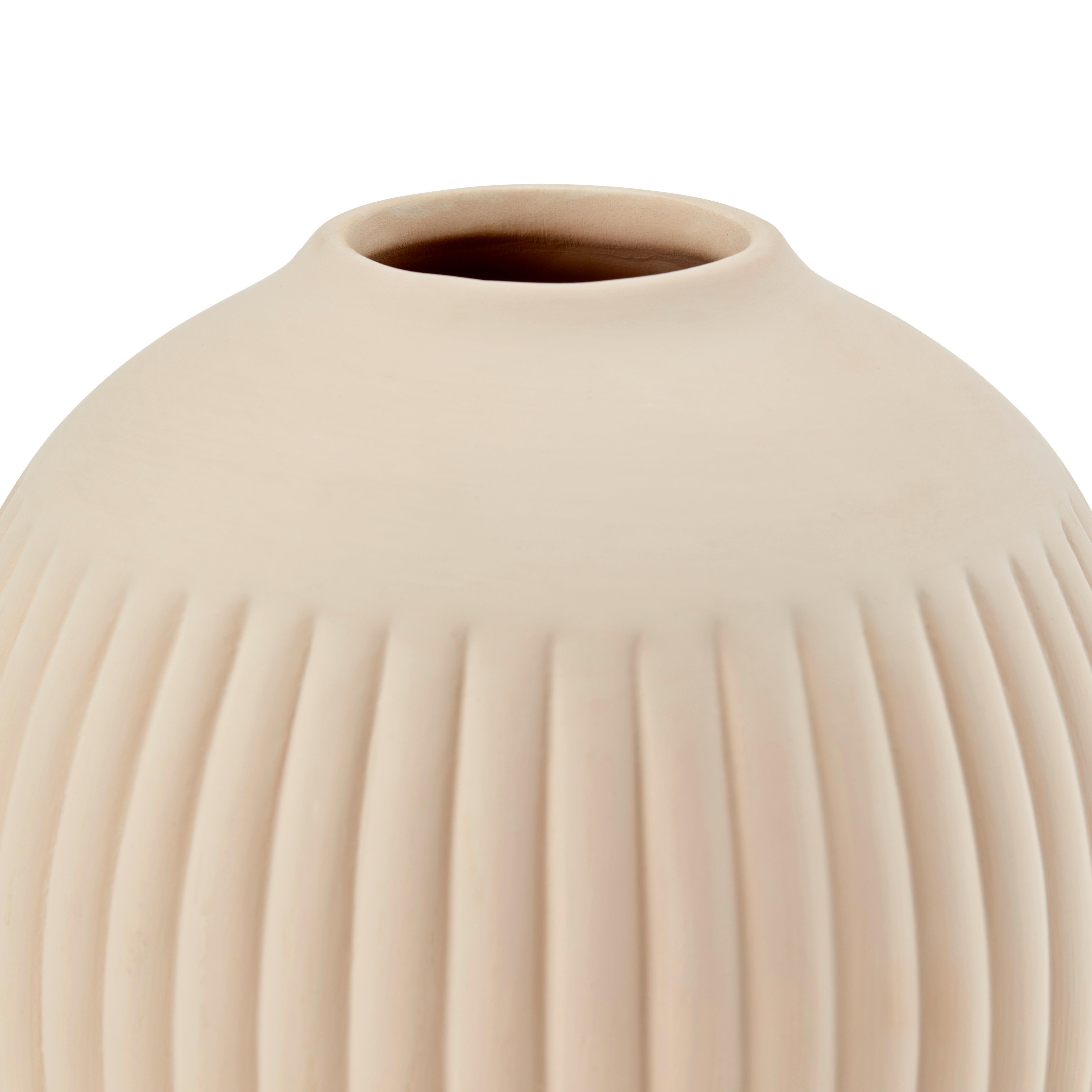 Vase Hergen Keramik Rund H: 11,5 cm - Beige, MODERN, Keramik (12/11,5cm) - Luca Bessoni