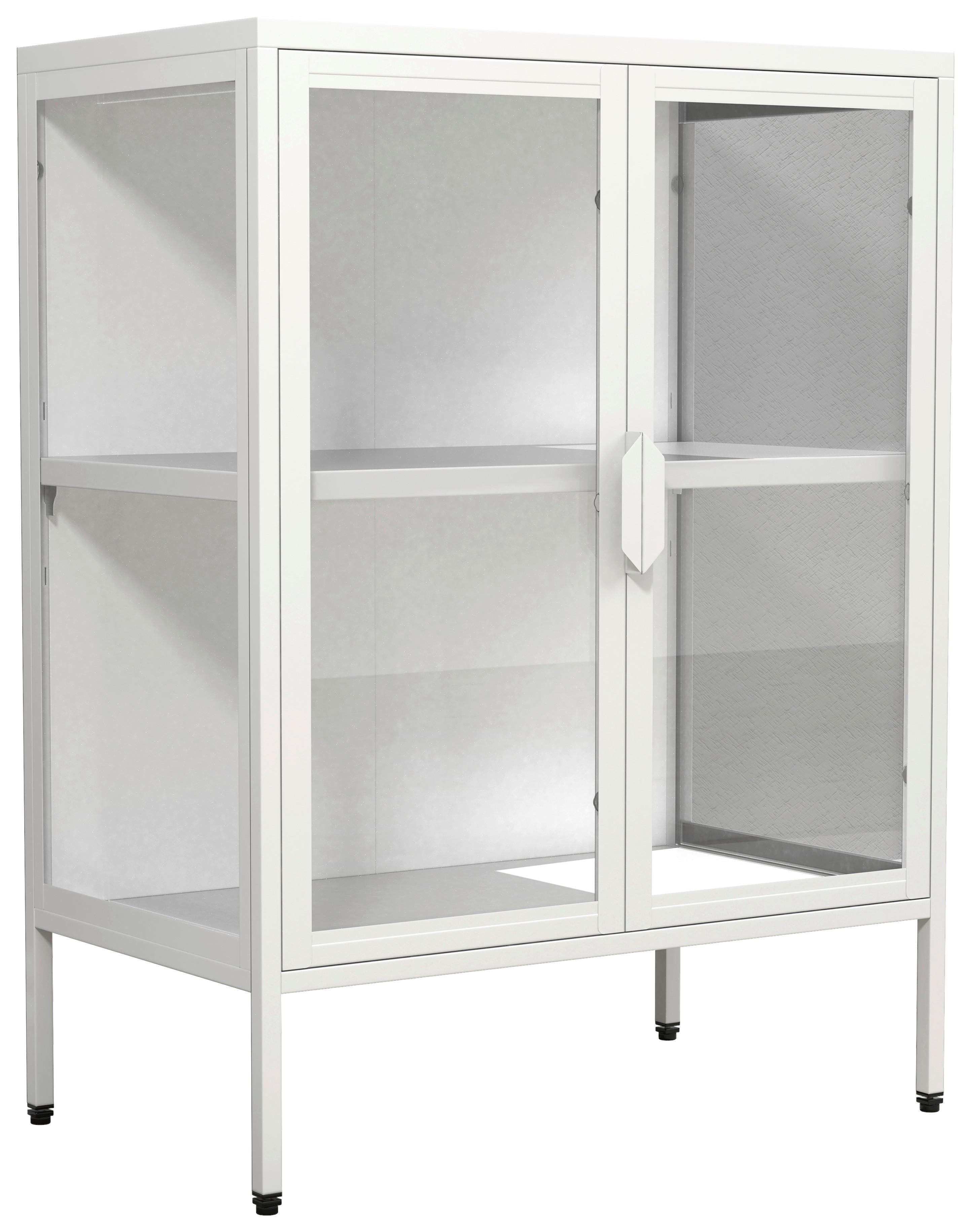VITRINE Floka Weiß B: 60 cm - Transparent/Weiß, Design, Glas/Metall (60/80/35cm) - MID.YOU