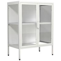 VITRINE Floka Weiß B: 60 cm - Transparent/Weiß, Design, Glas/Metall (60/80/35cm) - MID.YOU