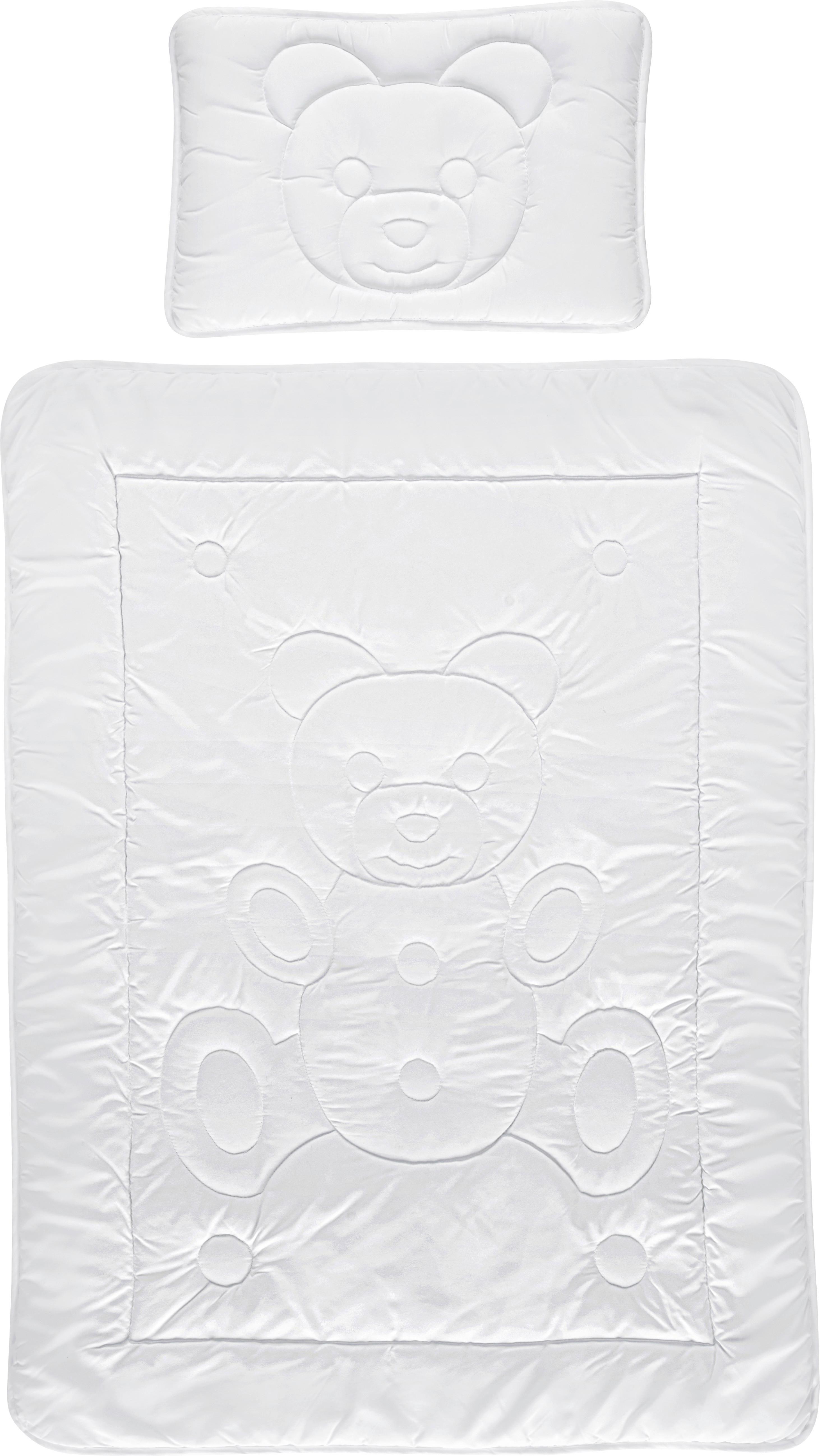 DETSKÁ POSTEĽNÁ SADA Teddy, 40/60+100/135cm, biela - biela, textil (100/135cm) - Nadana