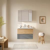 Badezimmer Verona Grau/Wildeiche 2-teilig - Wildeiche/Weiß, Trend, Glas/Holzwerkstoff (80/200/47cm) - Held