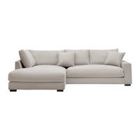 Rohová sedačka PEDRO, ľavá, béžová, s vankúšmi - čierna/sivobéžová, Modern, textil/plast (190/300cm) - Mömax