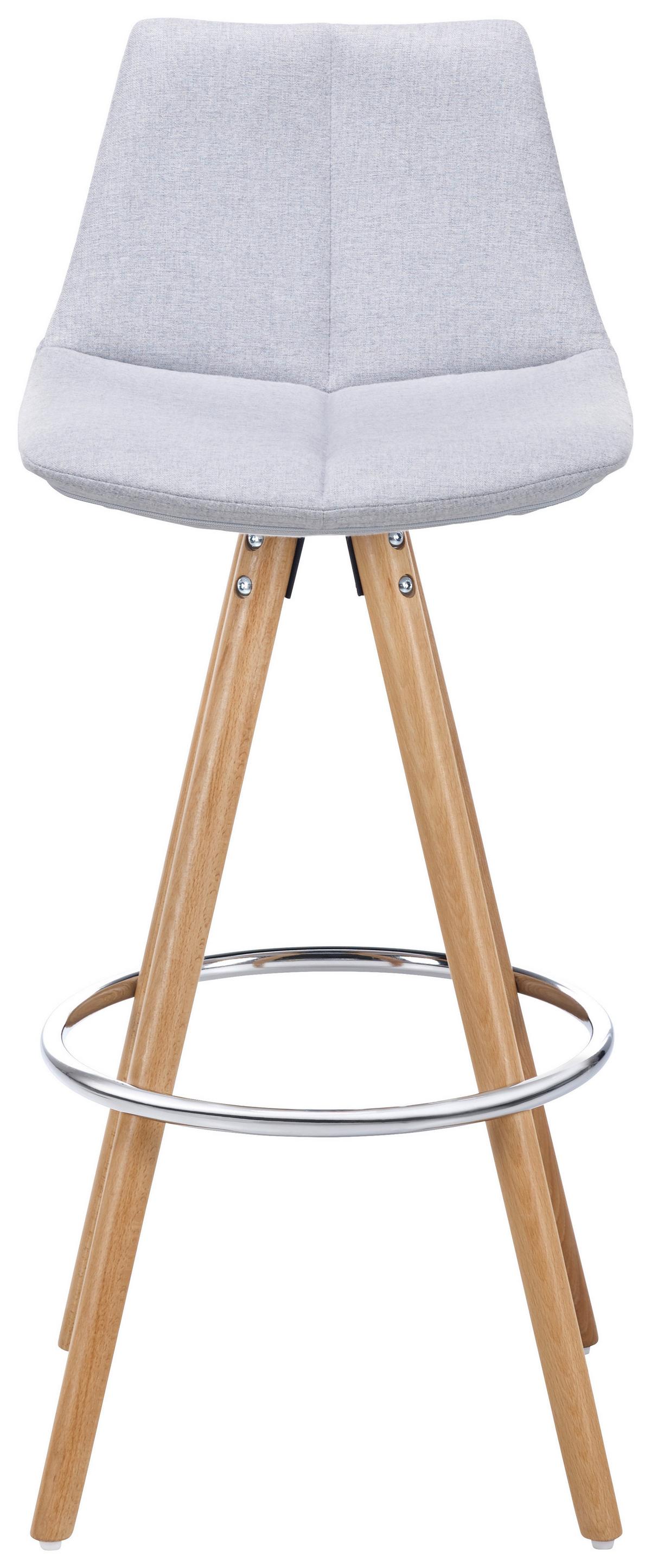 Barová židle Nelo - světle šedá/barvy chromu, Moderní, kov/dřevo (42/100/33cm) - Modern Living