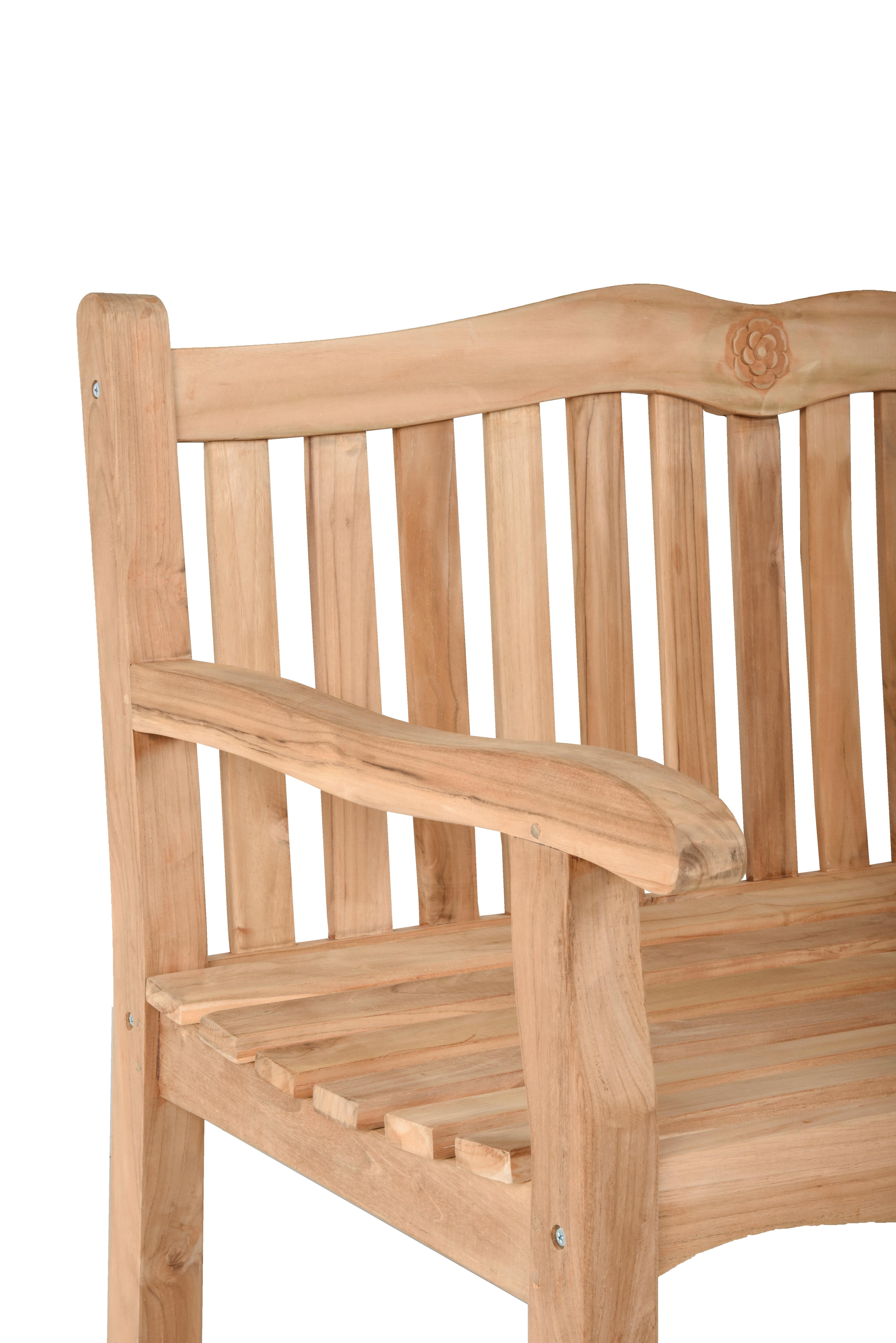 Gartenbank Echtholz Teak 2-Sitzer Romang - Naturfarben, Basics, Holz (120/92/63cm) - Gardenson