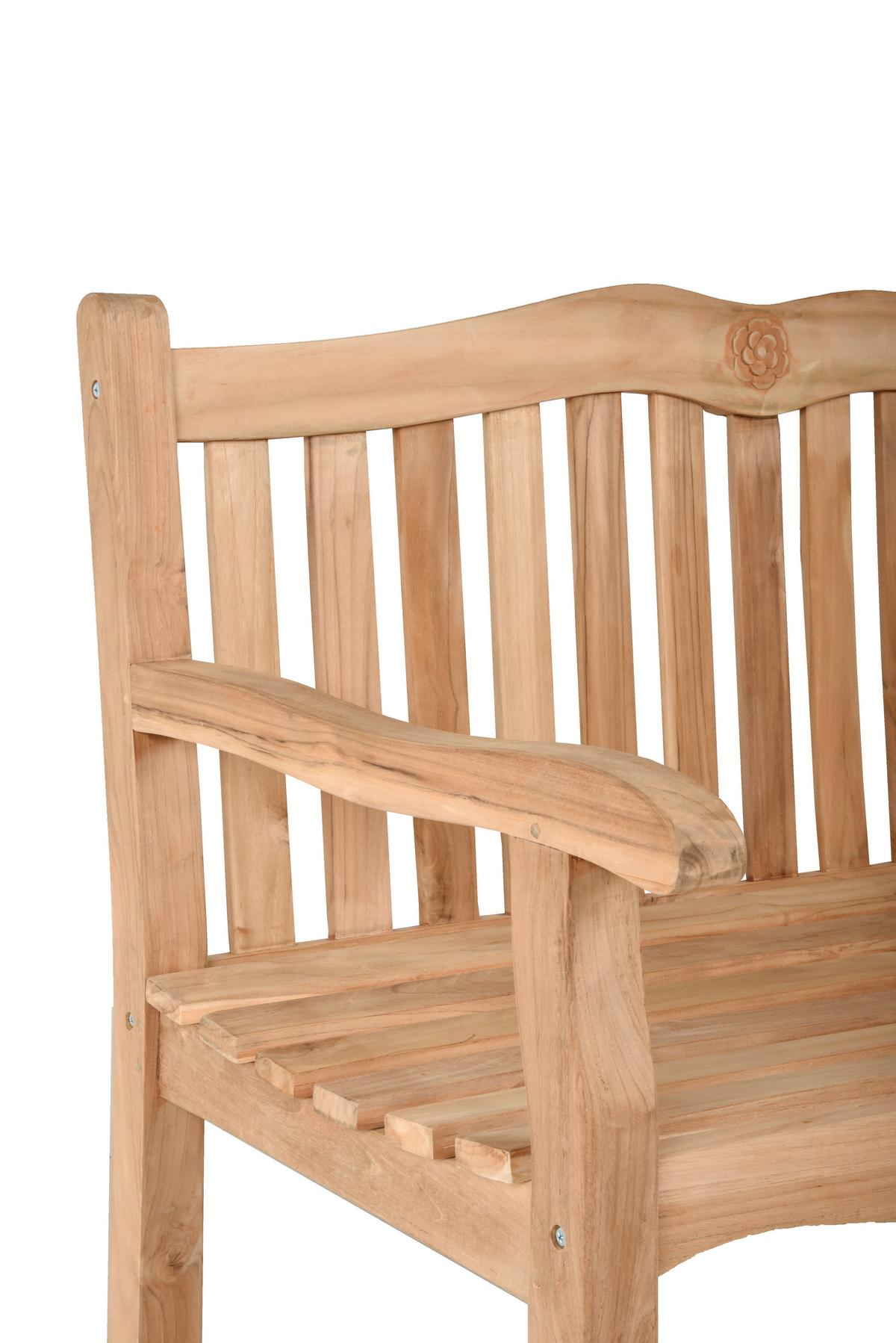 Gartenbank Echtholz Teak 2-Sitzer Romang - Naturfarben, Basics, Holz (120/92/63cm) - Gardenson