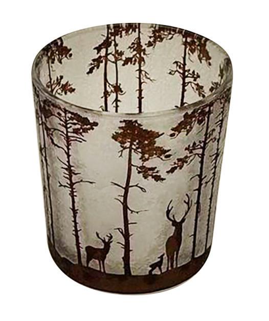Teelichtglas Laura - Braun/Weiß, KONVENTIONELL, Glas (8,8/10cm) - Luca Bessoni