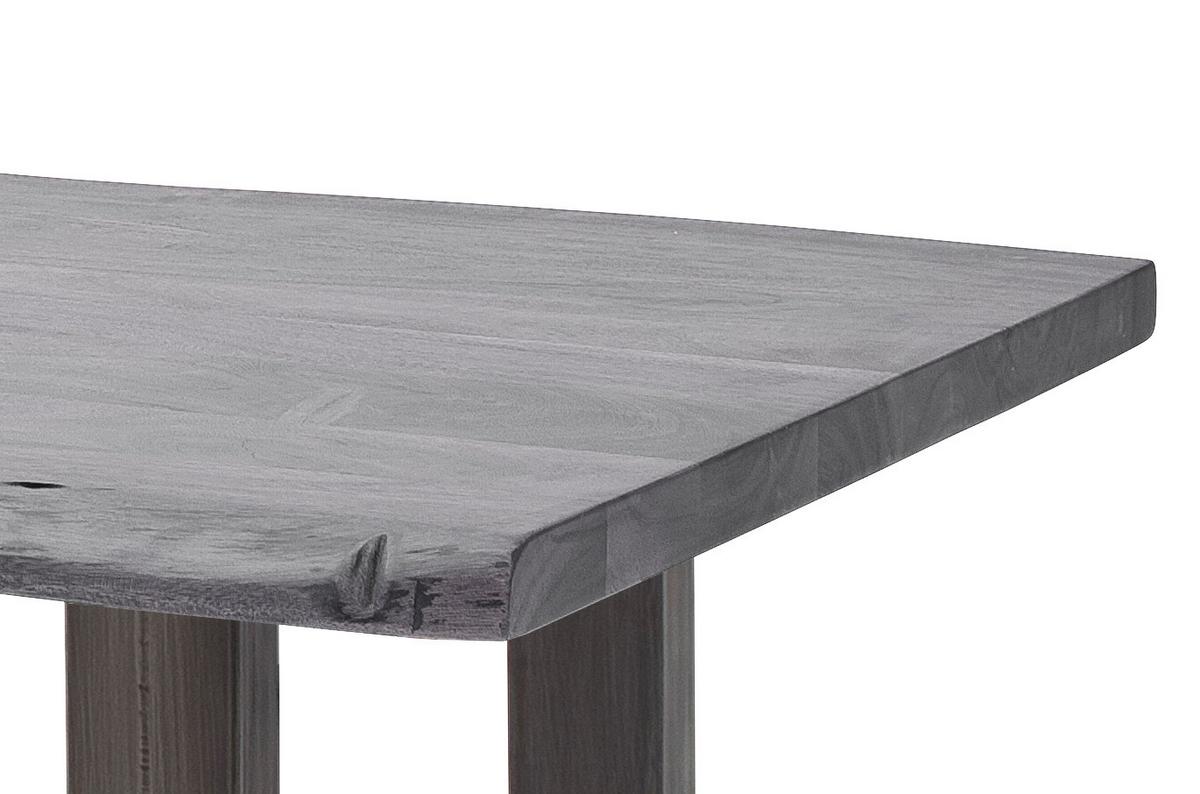 Couchtisch Holz Massiv Cartagena Grau/nickelfarben - Grau/Nickelfarben, MODERN, Holz/Metall (110/45/70cm)