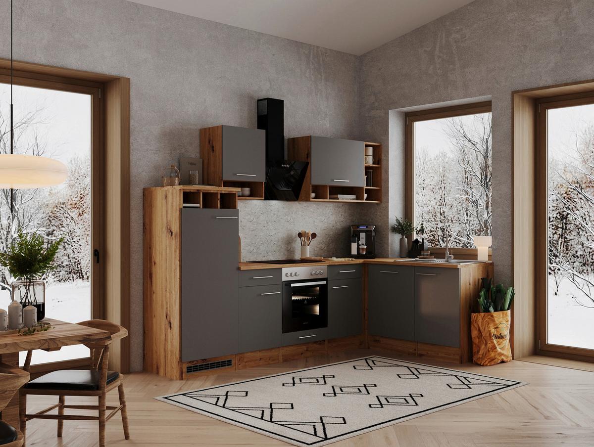 Eckküche Hilde Wildeiche - Wildeiche/Grau, Basics, Holzwerkstoff (280/172cm) - Respekta