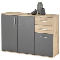 Kommode 120 Cm Bc 1040 Eichefarben/grau - Eichefarben/Silberfarben, Design, Holzwerkstoff (120/84/35cm) - MID.YOU
