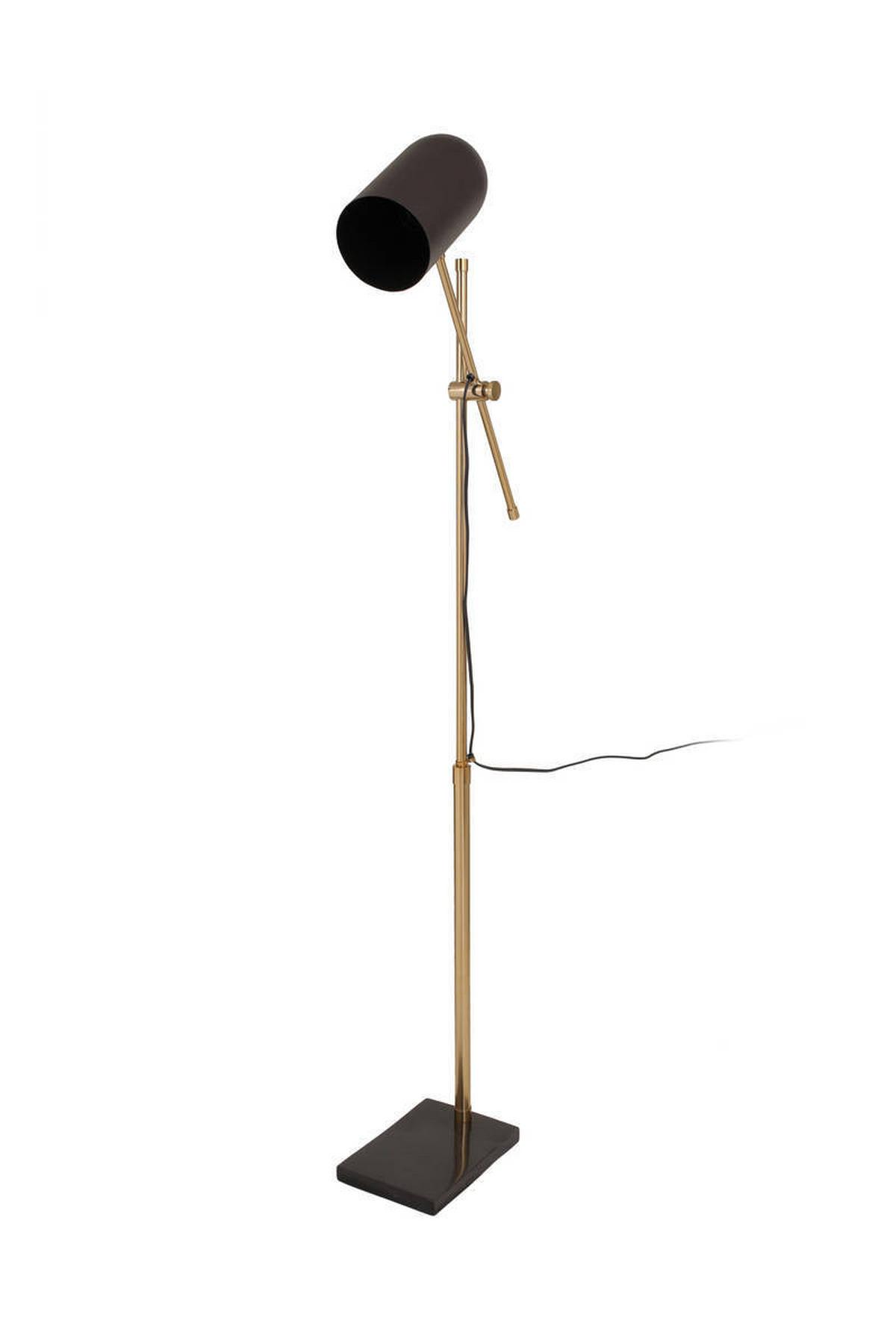 Stehlampe Celeste Braun/ Goldfarben mit Flexarm - Goldfarben/Braun, Trend, Kunststoff/Stein (58/138/18cm) - Kayoom