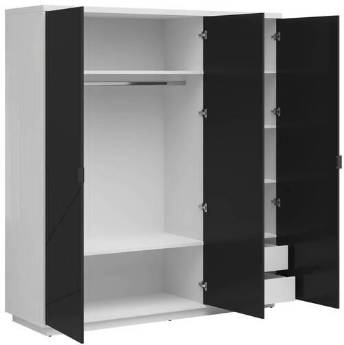 Drehtürenschrank Forn - Weiß Hochglanz/Schwarz, MODERN, Holzwerkstoff (180/200,5/56,5cm) - MID.YOU