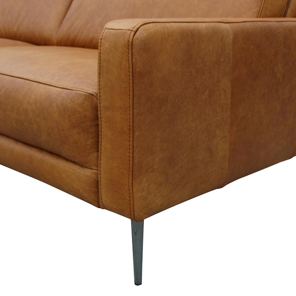 2-Sitzer-Sofa Spring, Cognac 157 cm - Cognac/Schwarzchrom, Design, Leder (157/85/92cm) - Livetastic
