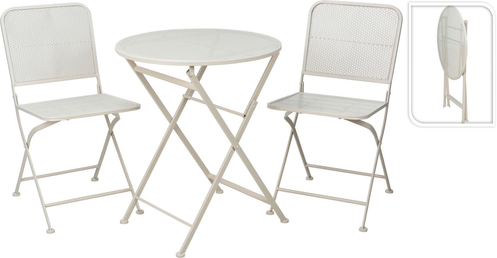Balkonmöbel Set aus Metall - Weiß, Basics, Metall (136/41/78cm)