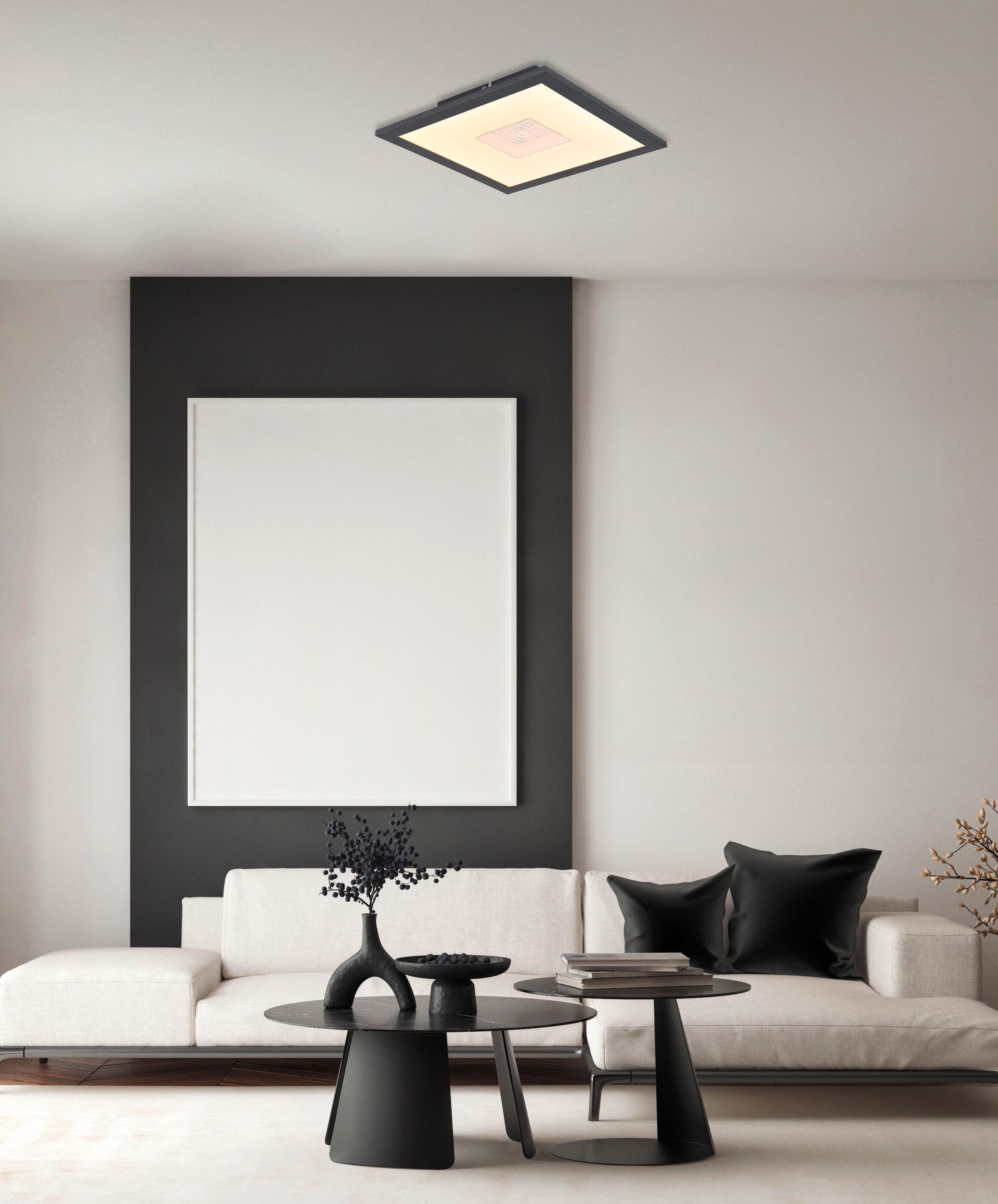 LED-Deckenleuchte Doro Grau Silberfarben Weiß L: 30cm - Silberfarben/Weiß, Design, Kunststoff/Metall (30/30/6cm) - Globo