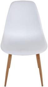 Stuhl mit weißer Sitzschale aus Kunststoff Stuhl mit weißer Sitzschale aus Kunststoff