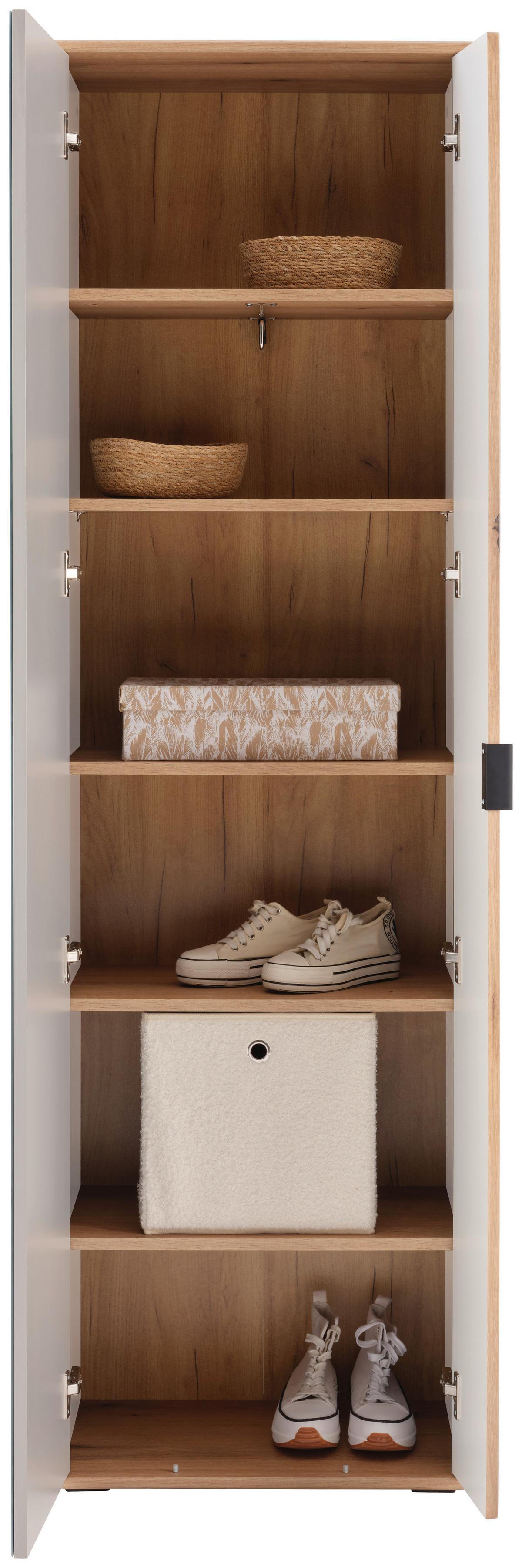 Garderobenschrank Clever Eiche Dekor/Kaschmir B: 55,5cm - Kaschmir/Eichefarben, MODERN, Glas/Holzwerkstoff (55,5/193/38cm)