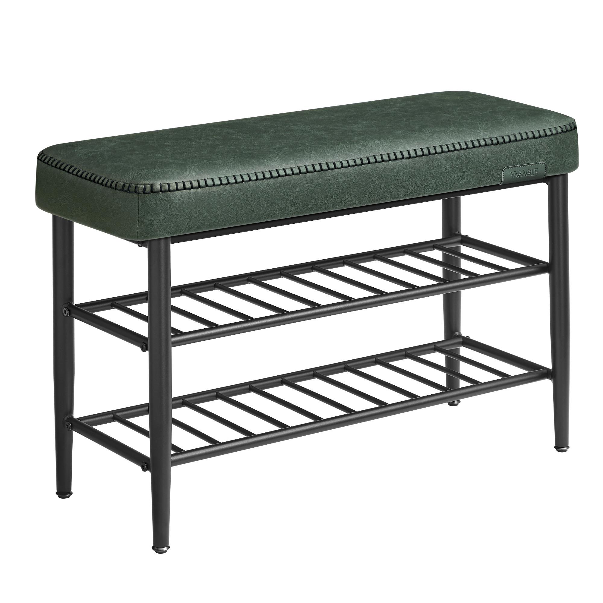 Schuhbank Schwarz, Waldgrün B: 80 cm - Waldgrün/Schwarz, Trend, Textil/Metall (80/50/30cm) - MID.YOU
