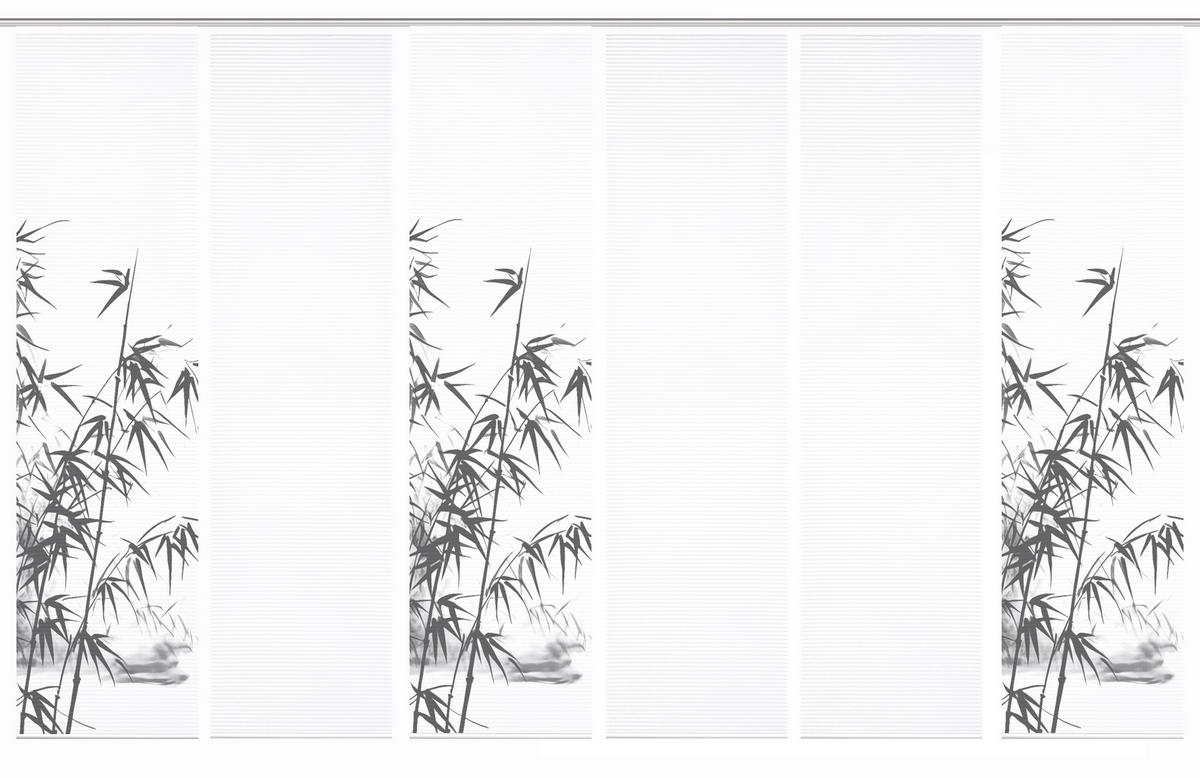 Flächenvorhang Rufus 6er Set - Grau Hochglanz/Weiß, Natur, Textil (60/245cm)