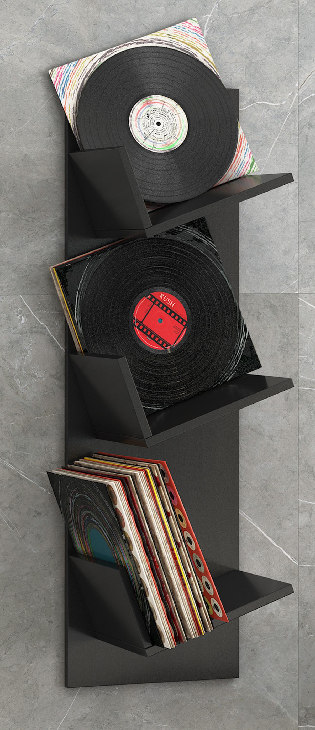 Schallplattenregal Sulda Schwarz B: 33 cm - Schwarz, KONVENTIONELL, Holzwerkstoff (33/106,5/25,6cm) - MID.YOU