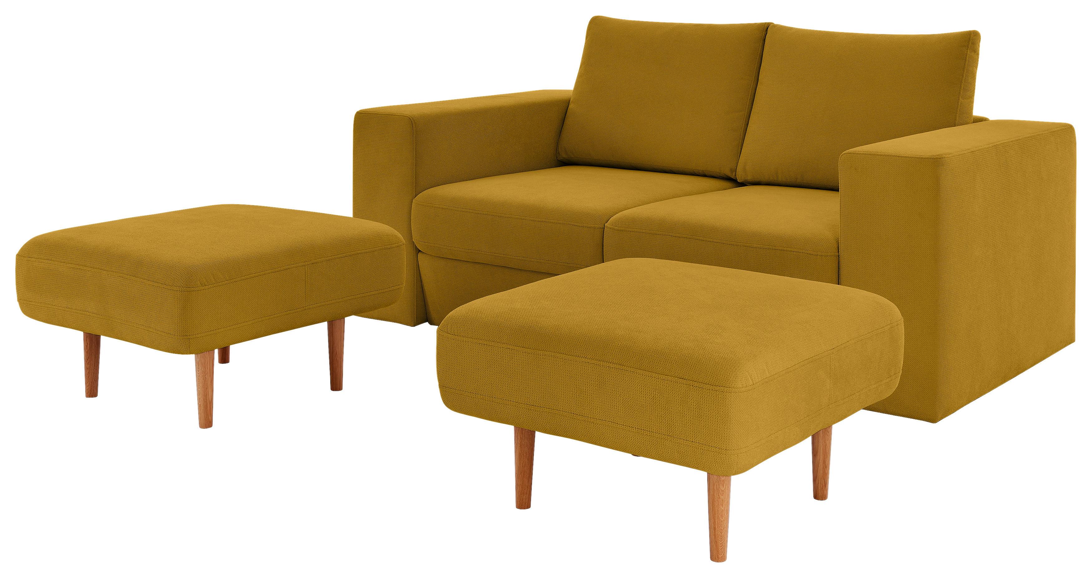 Viersitzer-Sofa Looks V-1 - Eichefarben/Gelb, Design, Textil (252/96/107cm) - LOOKS by W.Joop