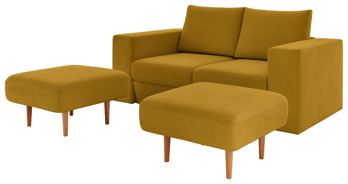 3-sitzer-sofa Looks V-1 - Eichefarben/Gelb, Design, Textil (212/96/107cm) - LOOKS by W.Joop