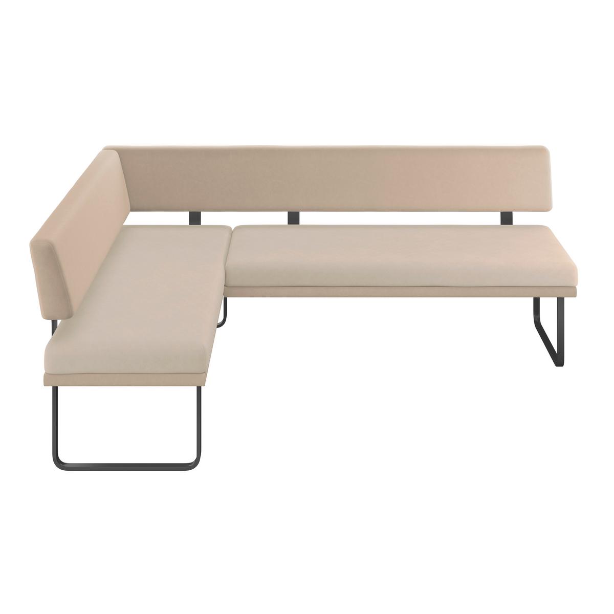 Eckbank Kian Webstoff Creme,  S:164x233 cm - Creme/Schwarz, Trend, Textil/Metall (164/233cm)