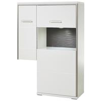 Highboard B: 94 cm Trento Grau/Silberfarben/Weiß - Weiß Hochglanz/Silberfarben, Design, Glas/Holzwerkstoff (94/137/38cm) - Livetastic