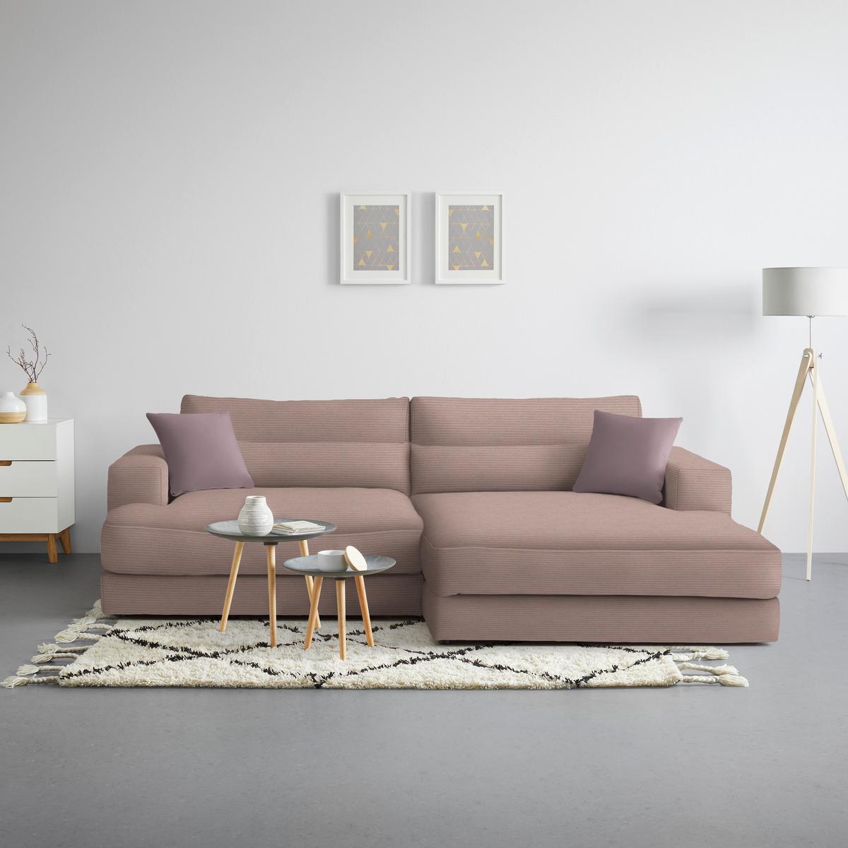 Rohová sedačka FABIONA, pravá, orgovánový menč. / orgovánová - orgovánová/čierna, Modern, drevo/plast (268/194cm) - Premium Living
