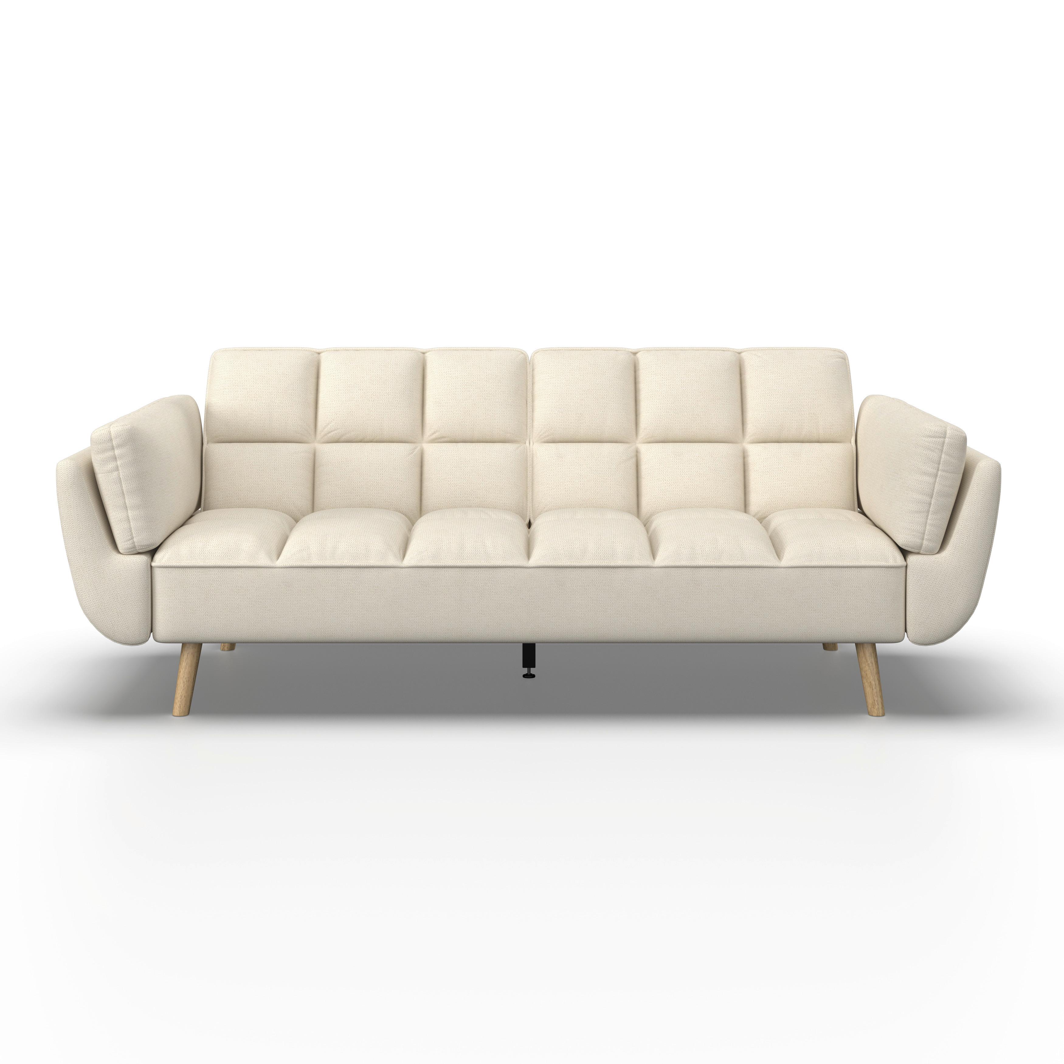 Rozkladacia pohovka CORA, krémová, max. 360 kg - krémová/prírodná farba, Modern, drevo/textil (214/82/92cm) - Bessagi Home