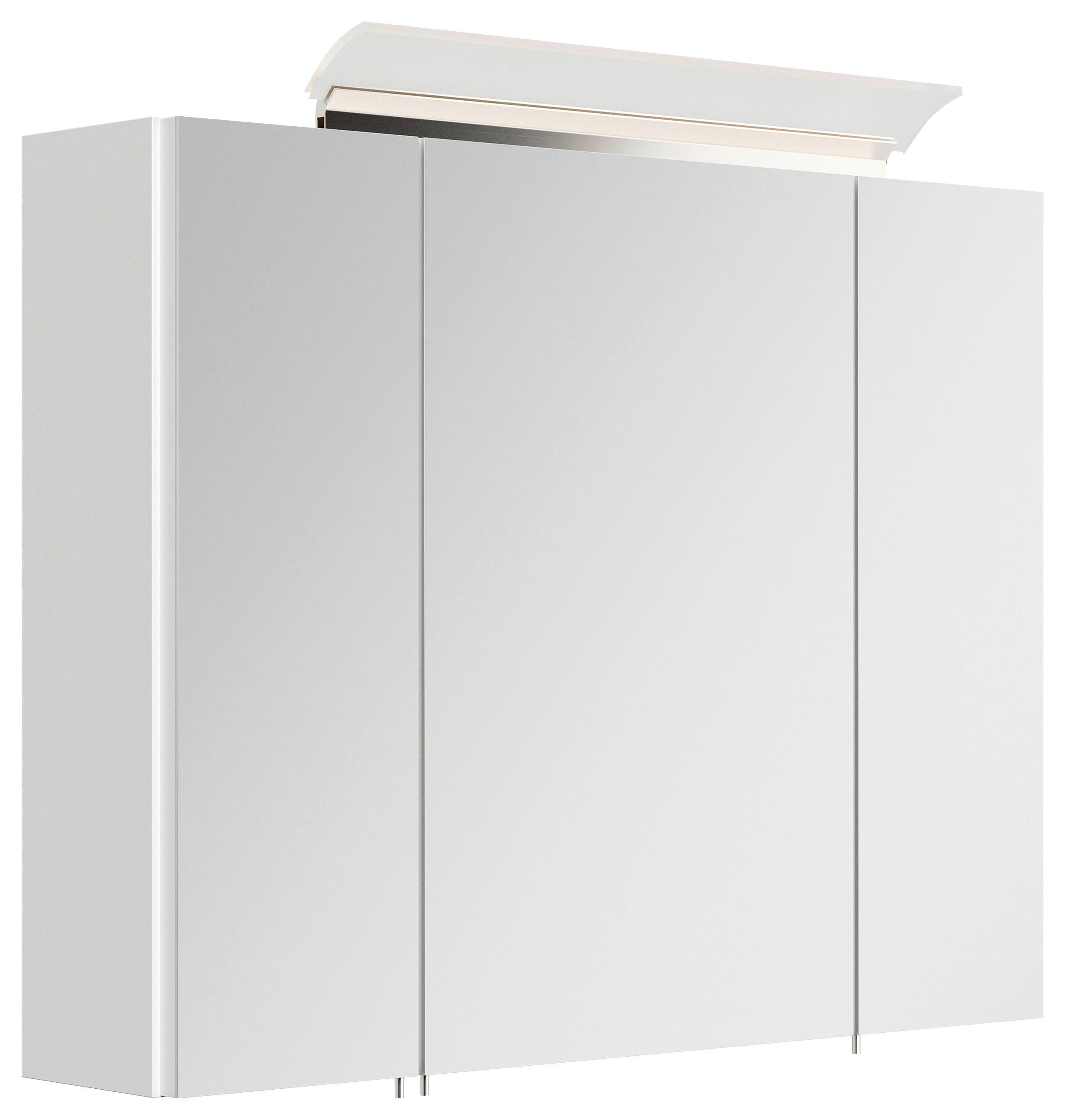 Spiegelschrank Weiß Hochglanz B: 80 Cm - Weiß Hochglanz, MODERN, Glas/Holzwerkstoff (80/62/17cm) - MID.YOU