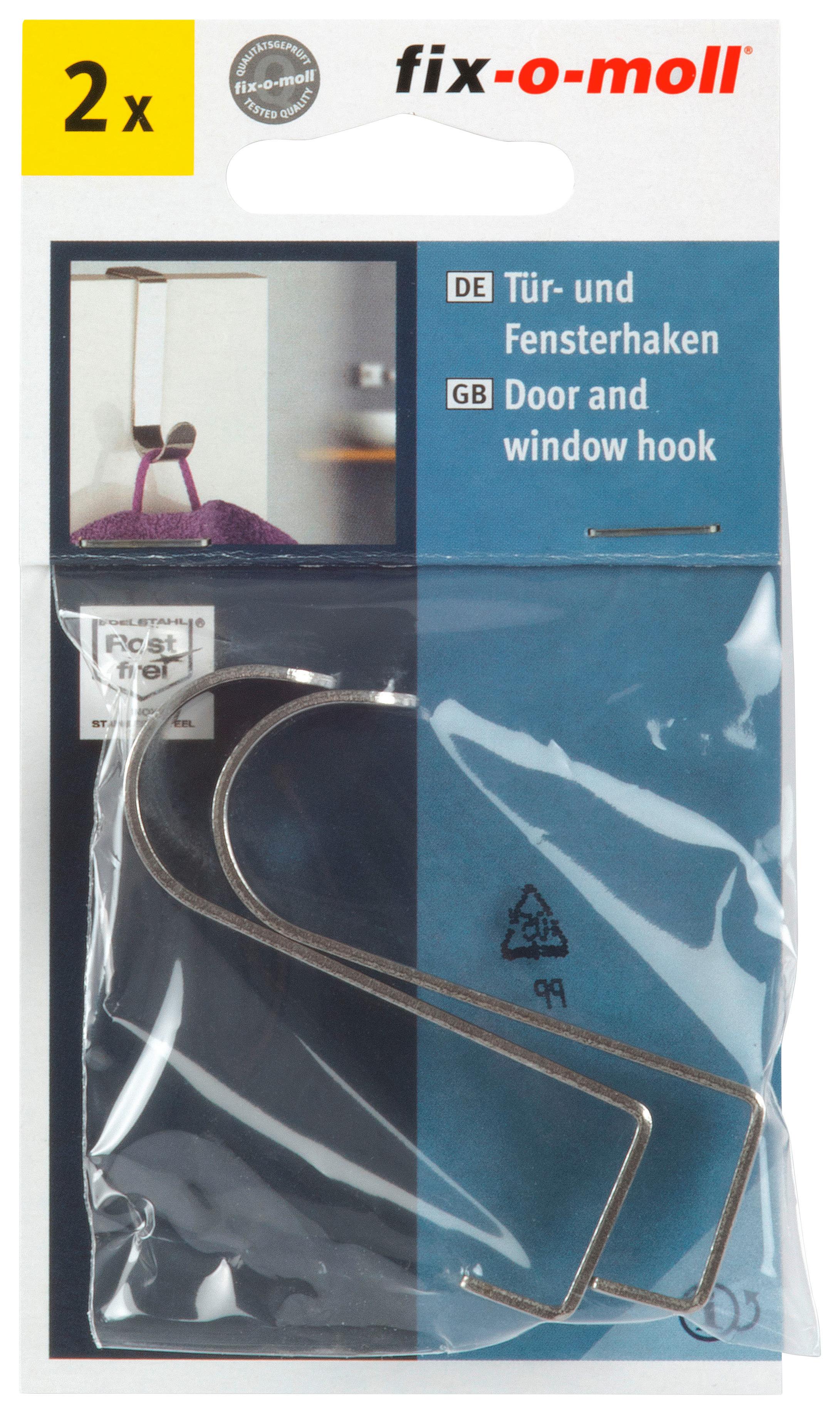 Ajtó- És Ablakakasztó 2db - nemesacélszínű, fém (1,1/6/2,3cm) - Suki