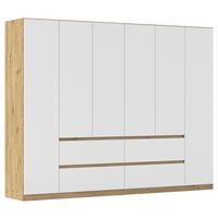 Drehtürenschrank Mainz Eiche Artisan B: 271 cm - Weiß/Eiche Artisan, Basics, Holzwerkstoff (271/210/54cm) - Rauch Möbel