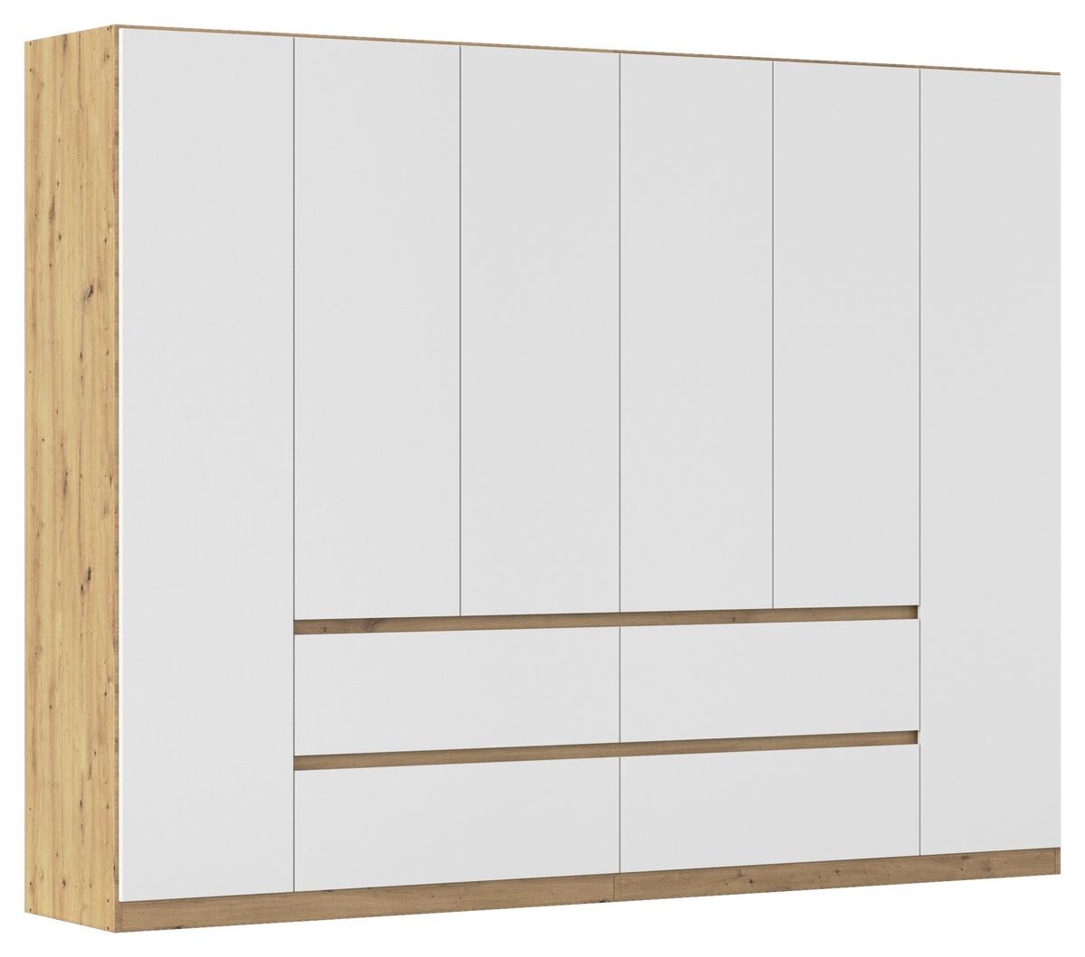 Drehtürenschrank Mainz Eiche Artisan B: 271 cm - Weiß/Eiche Artisan, Basics, Holzwerkstoff (271/210/54cm) - Rauch Möbel
