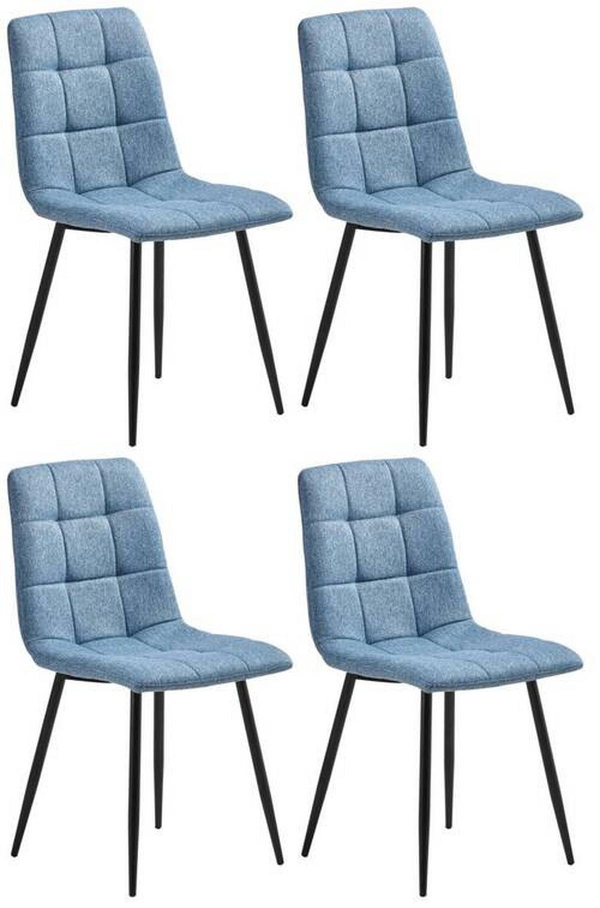 Stuhl-Set 4er Empoli Blau - Blau/Schwarz, LIFESTYLE, Textil/Metall (44,5/86/54,5cm) - Livetastic