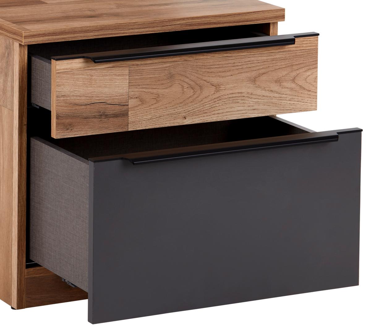 NOČNÍ STOLEK JAMES - barvy dubu/černá, Konvenční, kompozitní dřevo/plast (48/88,3/37,2cm) - James Wood