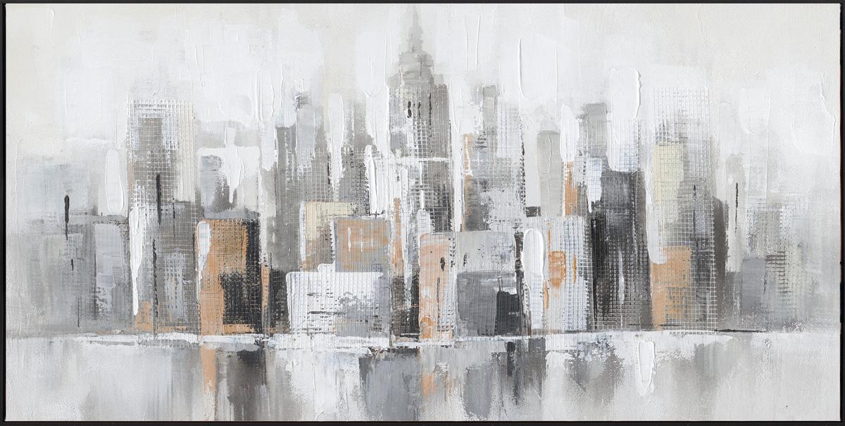 Obraz na plátne CITY BLUR - viacfarebná/tmavohnedá, Modern, kompozitné drevo/textil (122,6/62,6cm) - Mömax