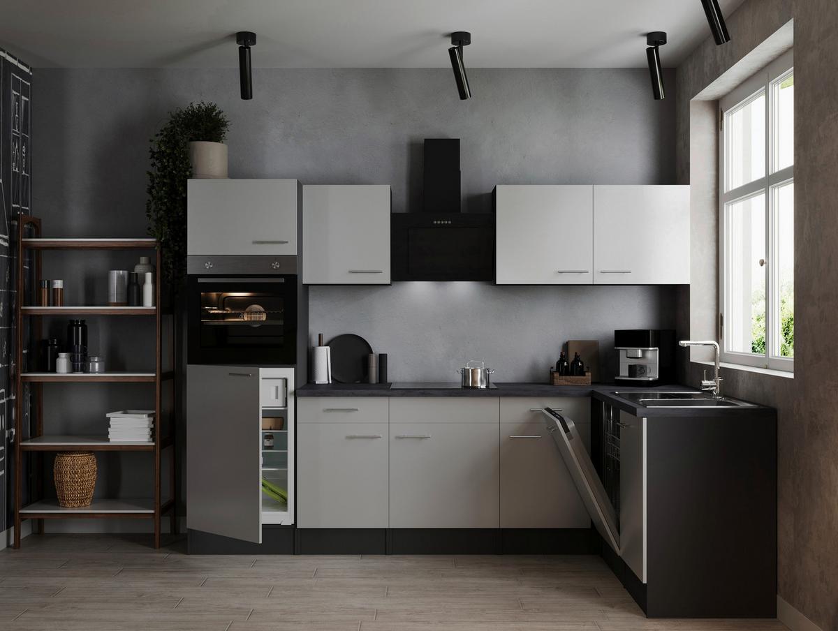 Eckküche Oliver Grau, Weiß S: 280.172cm - Weiß/Grau, Design, Holzwerkstoff (280/172cm) - Respekta