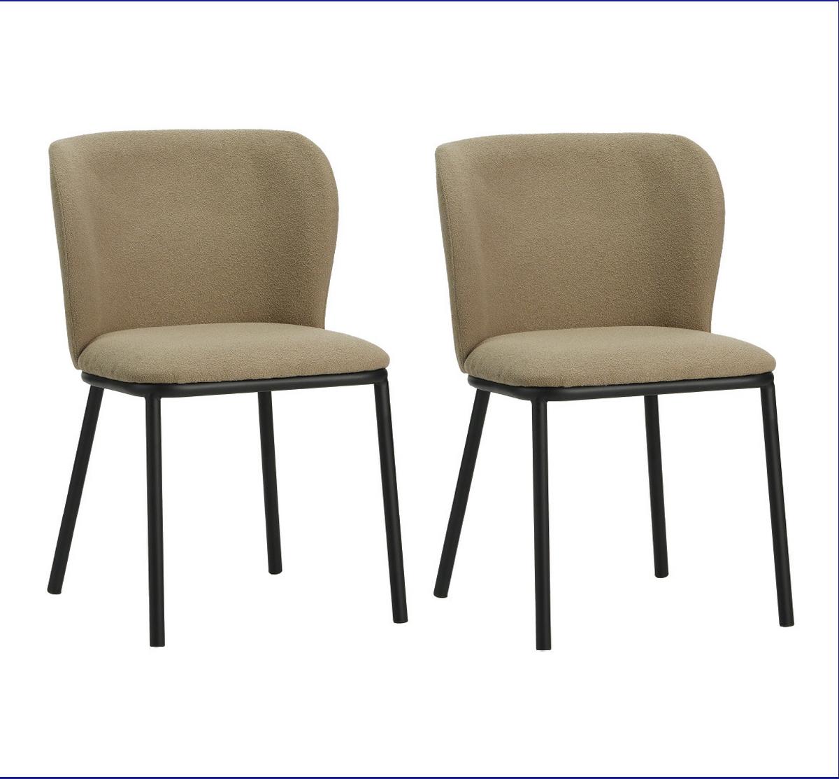 Stuhl-Set Bourges Taupe B: 52 cm - Taupe/Schwarz, MODERN, Textil/Metall (52/80/44cm) - MID.YOU
